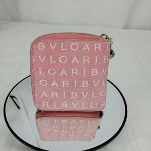 Bvlgari Logo Mania Compact Folded Zip Wallet
